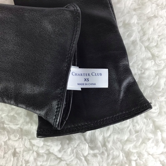 Charter Club Tech Palm Leather Gloves Black - Picture 4 of 5